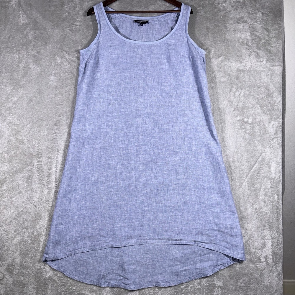 Jones New‎ York Women's Light Blue 100% Linen Dress 14 Beach Coastal Classic